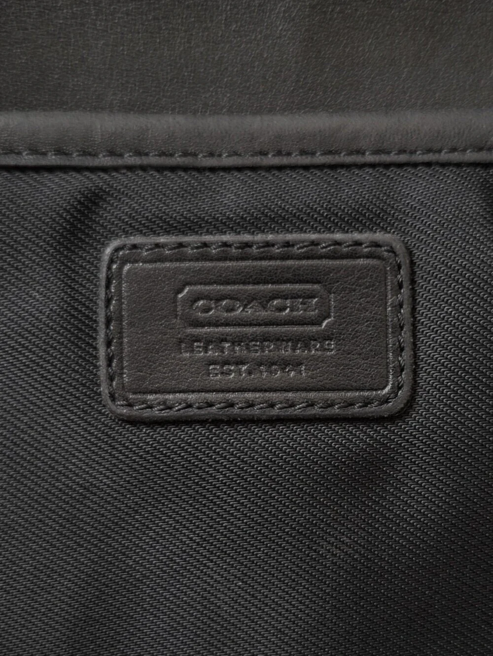 Vintage Coach Black Leather Nylon Laptop Briefcase Lay Flat Messenger Bag 5773